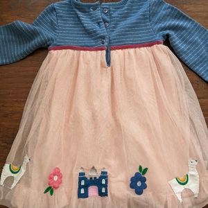 Baby Boden Girls Long Sleeve Dress 12-18 months llama tulle winter